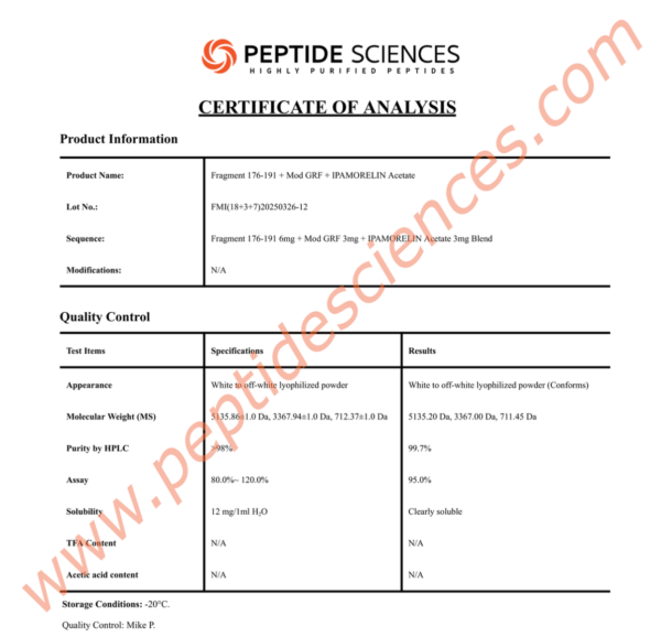 Fragment, Modified GRF, Ipamorelin 12mg (Blend)