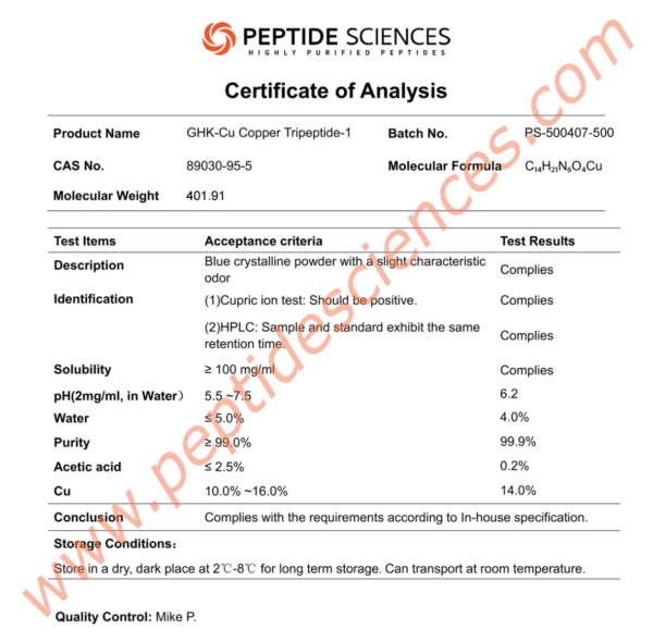 GHK-Cu 500mg (Copper Peptide) (Topical)