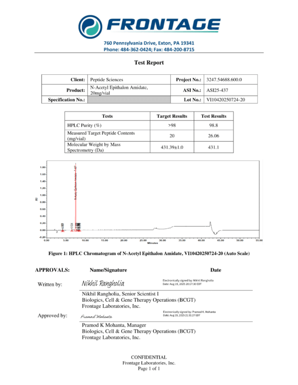 N-Acetyl Epithalon Amidate 20mg