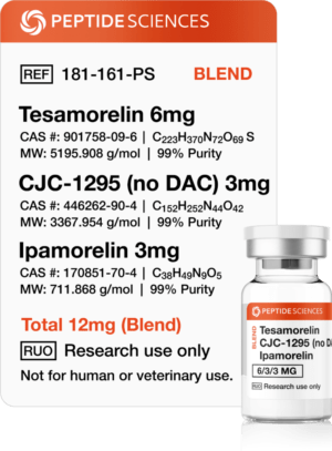 Tesamorelin, CJC-1295 (No DAC), Ipamorelin 12mg (Blend)